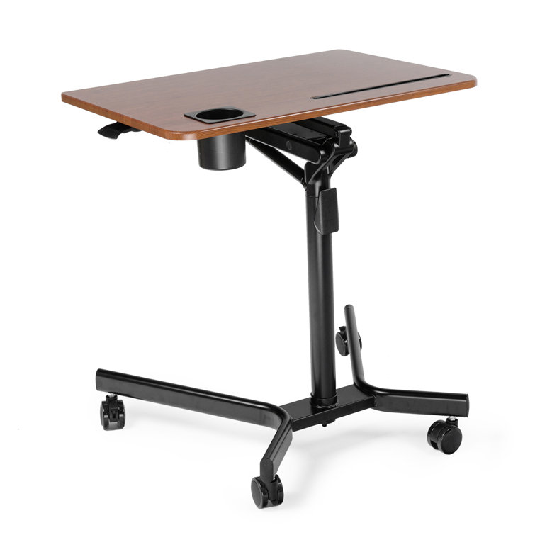 AOFEITE Mobile Standing Desk, Pneumatic Height Adjustable Sit Stand